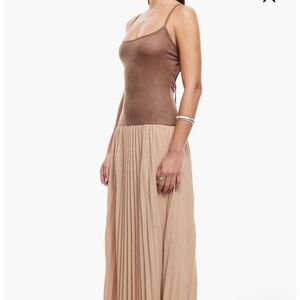 Brown and Tan Sleeveless Maxi Dress
